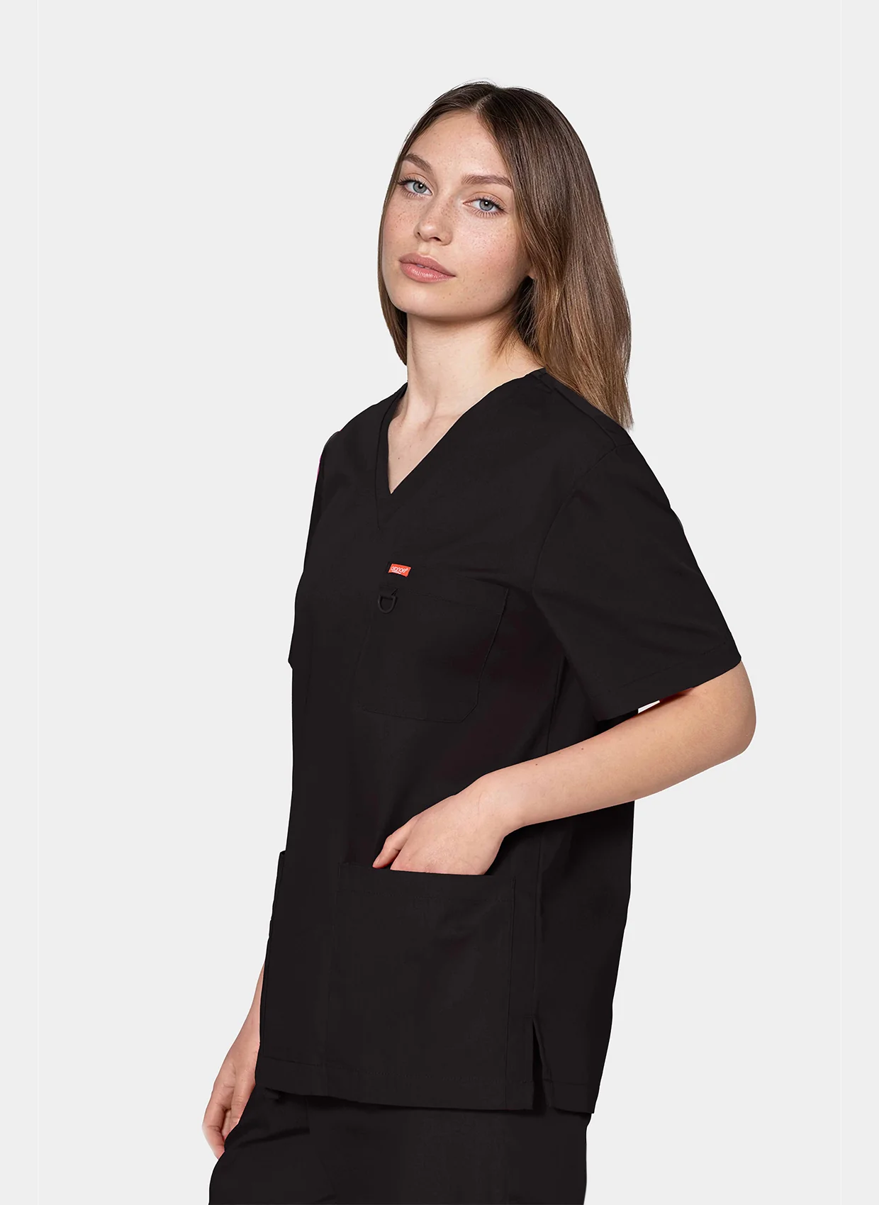 Unisex Orange Standard Balboa Scrub Top - Black - Image 3