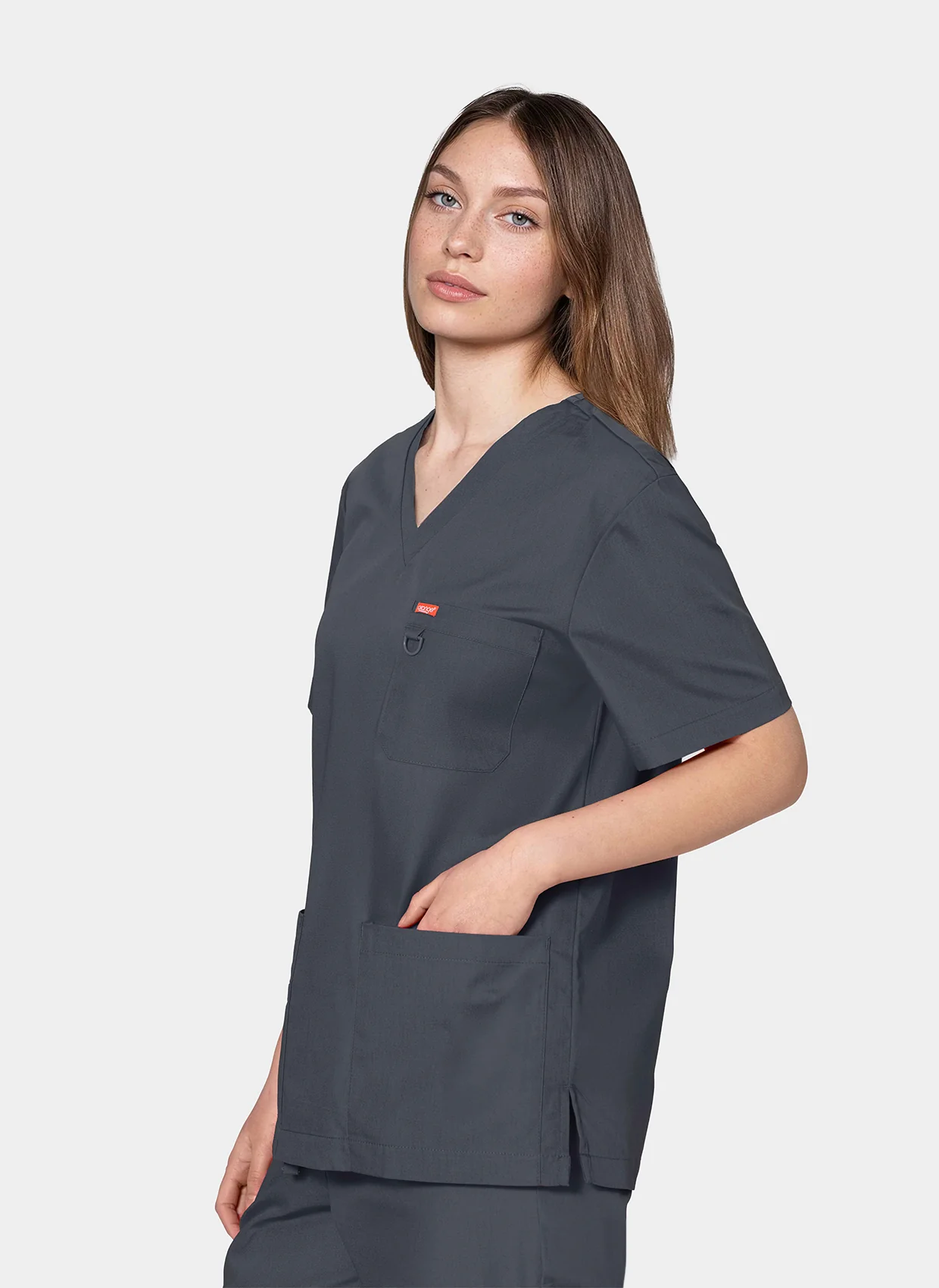 Unisex Orange Standard Balboa Scrub Top - Charcoal - Image 5