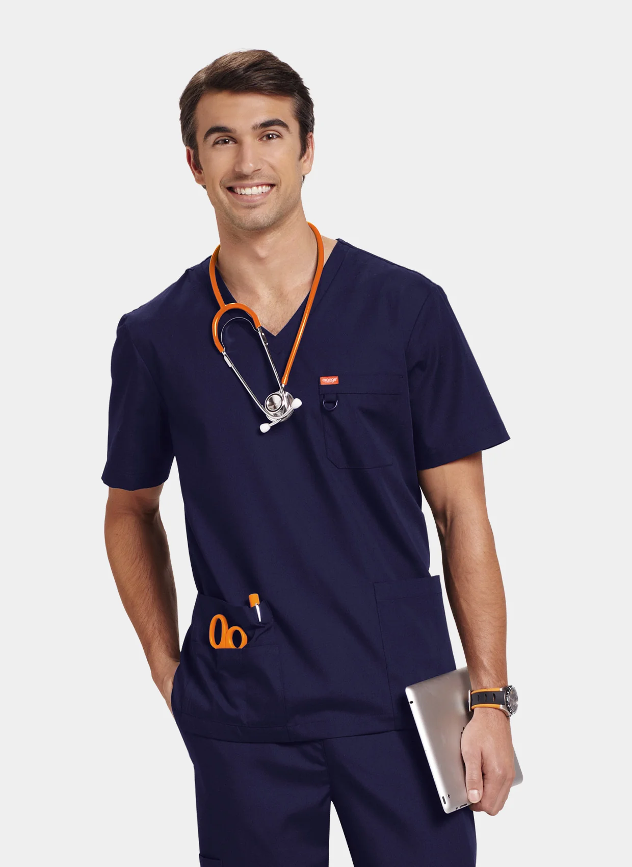 Unisex Orange Standard Balboa Scrub Top - Navy - Image 7